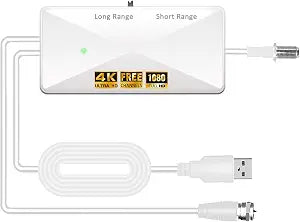 Indoor TV Antenna Amplifier, Digital Antennas Signal Booster，White