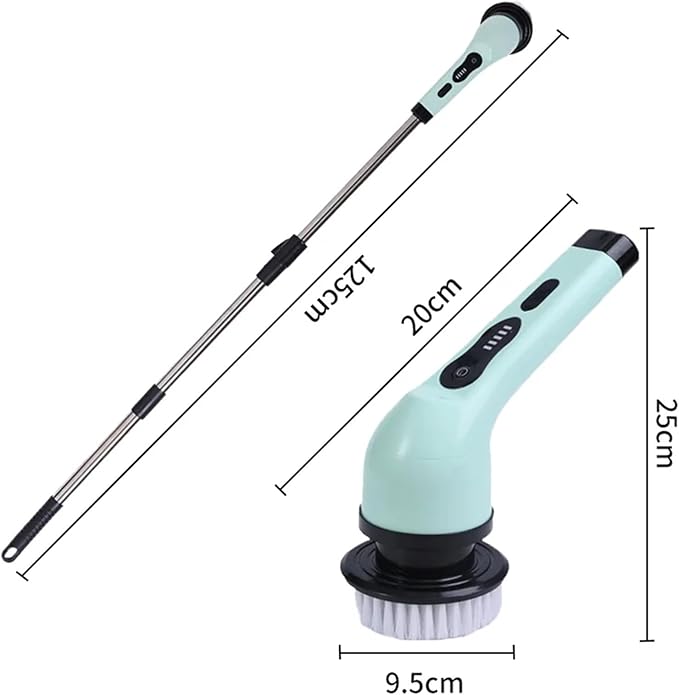 Cordless Electric Spin Scrubber, 360 Rotating Handheld Bathroom Scrubber with 9 Replaceable Cleaning Brush Heads 90Mins Work Time for Cleaning Kitchen,Tile,Tub Floor,Sink,Window,Stove(Green)