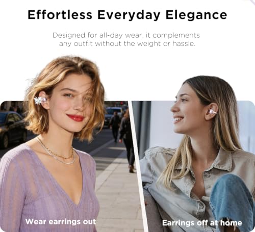 Clip On Open Ear Earbuds with Crystal Butterfly Earrings, Bracelet