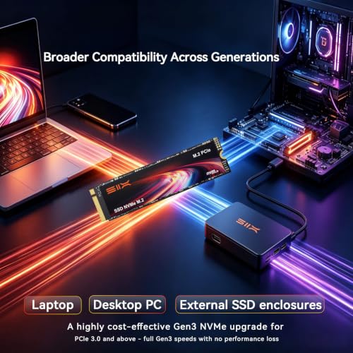 SIX X4000 512G M.2 SSD PCIe Gen3x4 NVME SSD Solid State Drive - Up to 3000MB/s Read, 1300MB/s Write