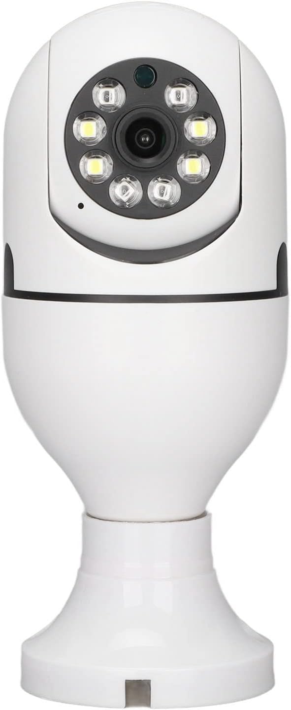 ASHATA E27 Light Bulb Security Camera, 2MP HD Smart Light Socket Dome Cameras, Motion Detection, 2 Way Audio, Works for Home/for Android/for iOS (Dual