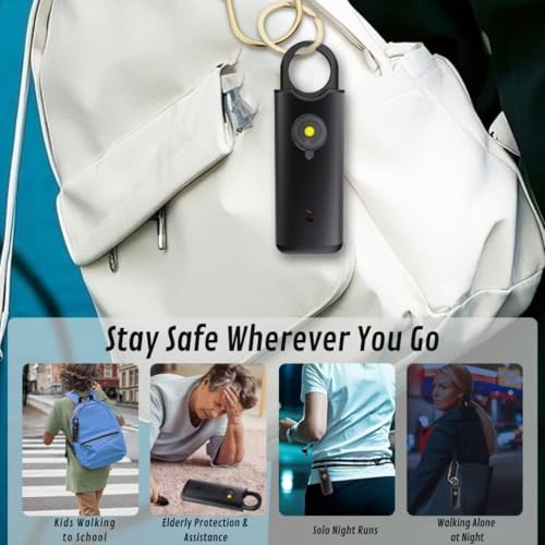 VOLTEK Metal Personal Alarm for Women (Black) – 140dB Self Defense Safety Alarm Keychain, USB-C Rechargeable Emergency Alarm with Door & Window Sensor Mode