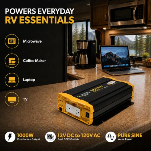Go Power 1000 Watt Industrial Pure Sine Wave Inverter, 12V to 120V AC