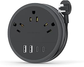 NTONPOWER Flat Plug Extension Cord, 2 USB C Travel Power Strip with 3 Outlets 4 USB Ports, 4ft Flat Extension Cord, Portable Power Strip Mountable for Travel Cruise Ship Essentials Home Black - Image 1