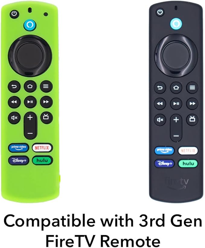 Firestick Remote Cover Case Compatible with 3rd Gen Fire TV Stick 2021 4K Alexa Voice Remote Control Non Slip Silicone Protective Shock Resistant Sleeve with Lanyard 1 Pack GITD Green