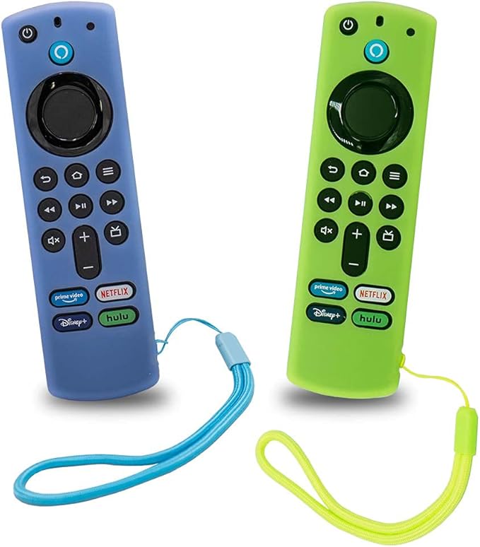 Firestick Remote Cover Case Compatible with 3rd Gen 2 Pack Fire TV Stick 2021 4K Alexa Voice Remote Control Glow in The Dark Non Slip Silicone Protective Shock Resistant Sleeve with Lanyard