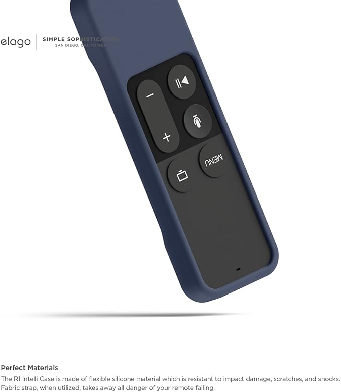 elago R1 Intelli Case [Jean Indigo]-[Magnet Technology][Anti-Slip][Lanyard Included][Heavy Shock Absorption] Compatible with Apple TV Siri Remote 1st Generation