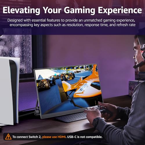 VisionOwl Portable Monitor for Laptop, IPS USB-C HDMI Travel Second Monitor for MacBook Pro Air, PC, PS5, Xbox, Portable Second Screen, Built-in Kickstand, Speakers, VESA Mountable - Image 7