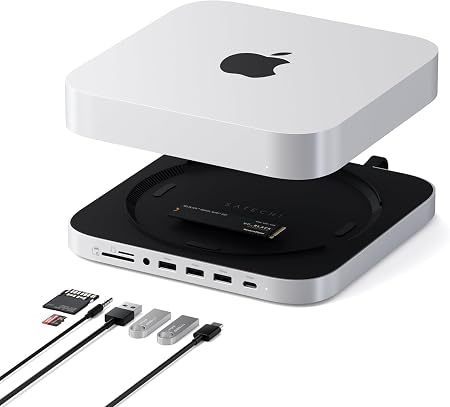 Satechi Mac Studio M5 Hub & Stand with NVMe SSD Enclosure, Silver