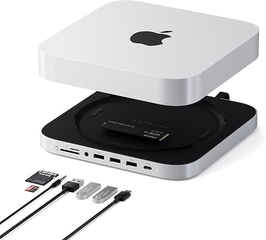 Satechi Mac Studio M5 Hub & Stand with NVMe SSD Enclosure, Silver