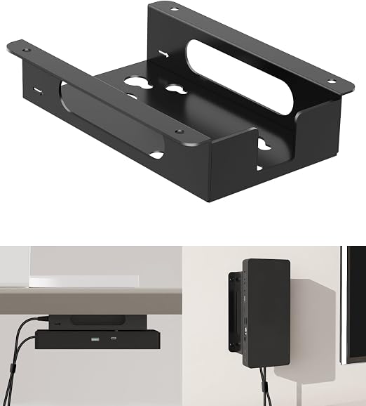 Metal Mount for Dell Docking Station Under Desk and Wall Mount for Dell UD22 WD19 WD19S WD22TB4 WD19TBS WD25 SD25 Series Dock & Power Adapter Mounting Bracket for Laptop Dock with Cable Ties - Image 6