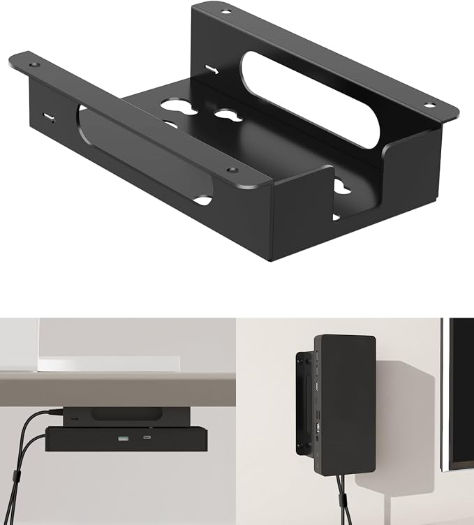 Metal Mount for Dell Docking Station Under Desk and Wall Mount for Dell UD22 WD19 WD19S WD22TB4 WD19TBS WD25 SD25 Series Dock & Power Adapter Mounting Bracket for Laptop Dock with Cable Ties - Image 8