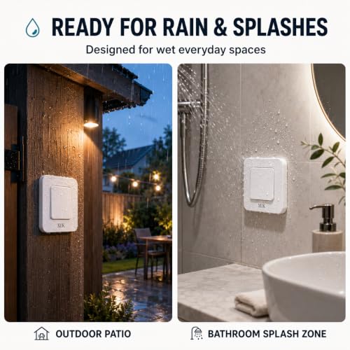 Self-Powered Wireless Light Switch & Receiver Kit, 1 Switch, 2 Receivers
