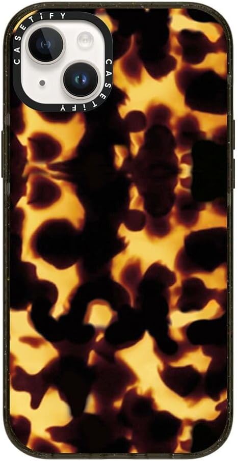 CASETiFY Impact Case for iPhone 14 Plus [Slim / 8.2 ft. 4X Military Grade Drop Protection/Wireless Charging Compatible] - Tortoiseshell - Clear Black