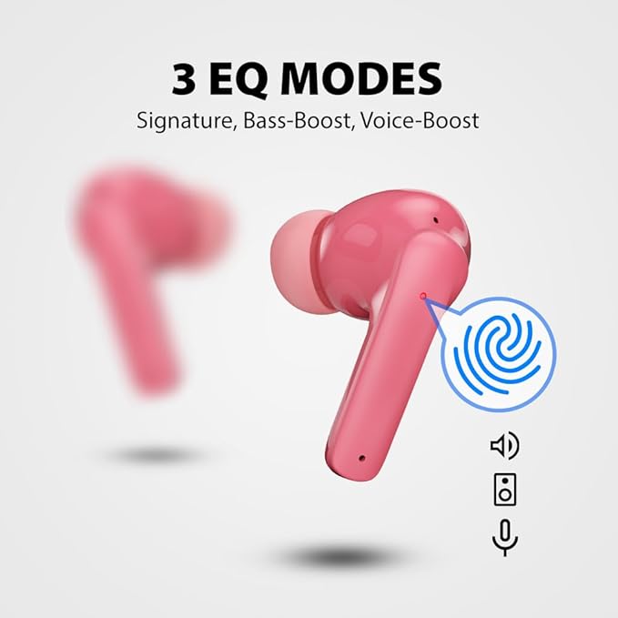 Avantalk Clan K2 - Wireless Earbuds for Kids with Safe Volume Limiting and Customizable Fit, Low Latency Mode, 3 EQ Modes, Cute Bluetooth Earbuds for Boys & Girls - Pink