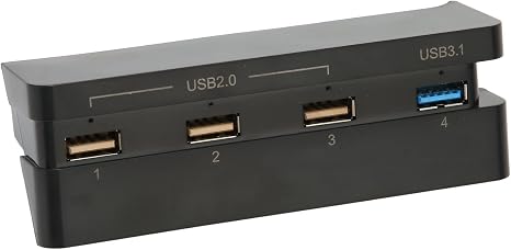 4 Port HUB for Slim, USB Hub High Speed USB 3.1 2.0 USB Extension Charger Plug and Play for Slim Gaming Console