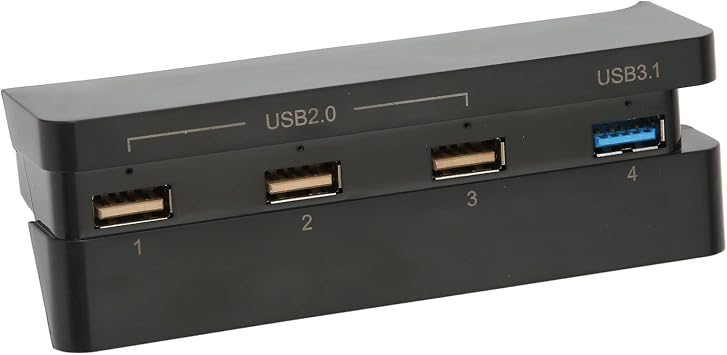 4 Port HUB for Slim, USB Hub High Speed USB 3.1 2.0 USB Extension Charger Plug and Play for Slim Gaming Console