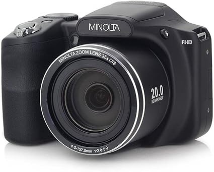 Minolta 20 Mega Pixels High Wi-Fi Digital Camera with 35x Optical Zoom, 1080p HD Video & 3" LCD, Black (MN35Z-BK)