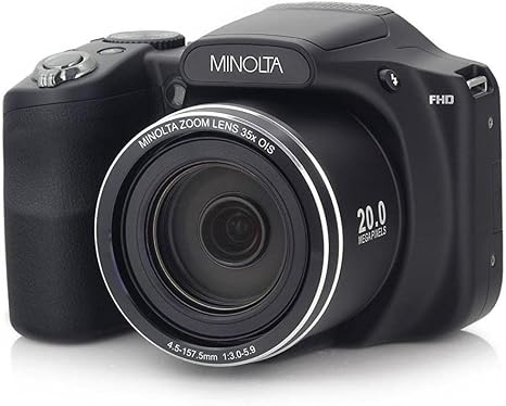 Minolta 20 Mega Pixels High Wi-Fi Digital Camera with 35x Optical Zoom, 1080p HD Video & 3" LCD, Black (MN35Z-BK)