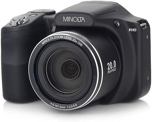 Minolta 20 Mega Pixels High Wi-Fi Digital Camera with 35x Optical Zoom, 1080p HD Video & 3" LCD, Black (MN35Z-BK)