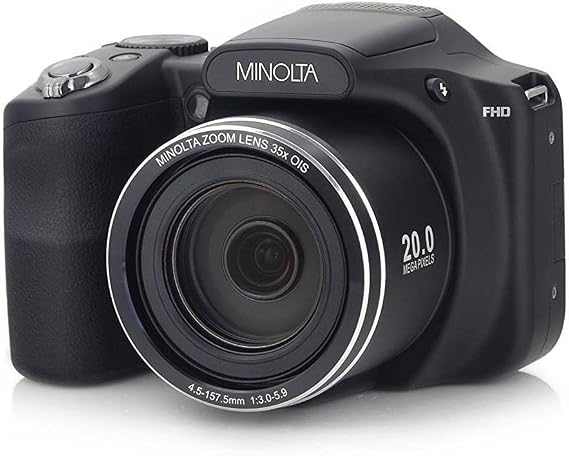 Minolta 20 Mega Pixels High Wi-Fi Digital Camera with 35x Optical Zoom, 1080p HD Video & 3" LCD, Black (MN35Z-BK)