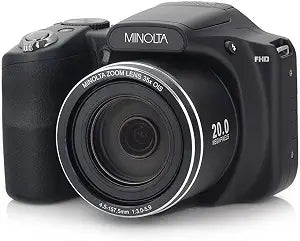 Minolta 20 Mega Pixels High Wi-Fi Digital Camera with 35x Optical Zoom, 1080p HD Video & 3" LCD, Black (MN35Z-BK)