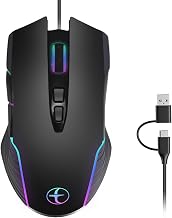 Wired Gaming Mouse with RGB Lighting & Mouse Jiggler, Dual USB-C/USB-A Mice - Image 1