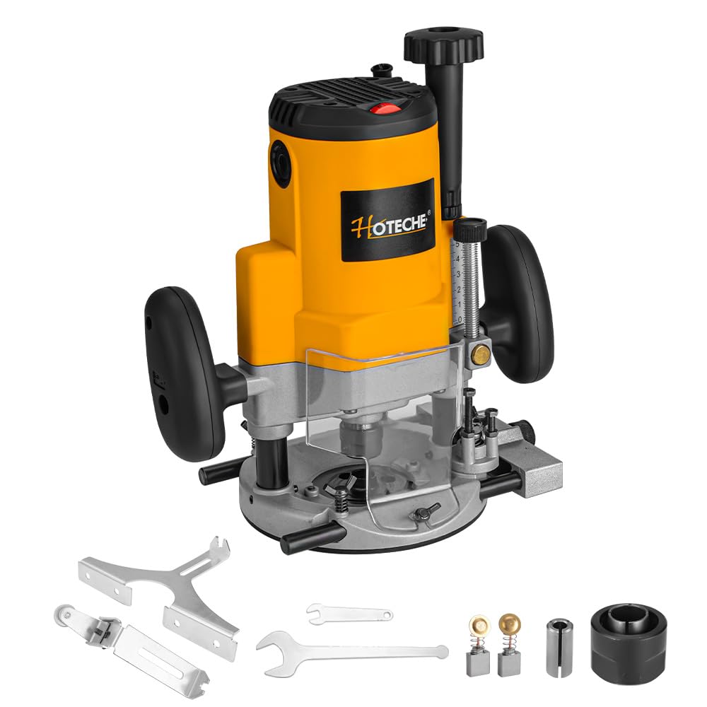 Hoteche Wood Router 2400W Power Router for woodworking Fixed Base Routing Machine with 1/4", 1/2" and 12mm Collet