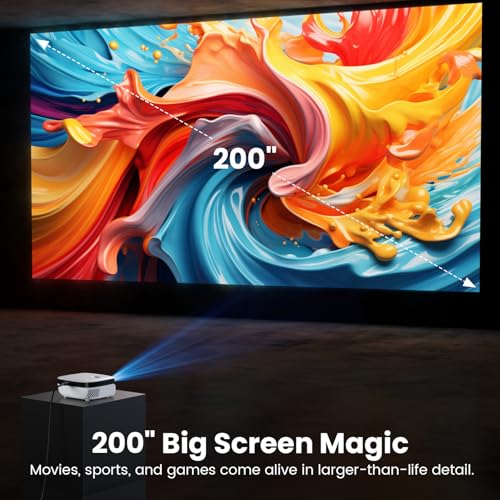 Mini Projector, NICPOW Upgrade Portable Outdoor Movie Projector, 1080P and 200" Supported Small Projector Compatible with TV Stick, Phone, PS5, HDMI, USB for Home, Bedroom, Gaming, Outdoor Use