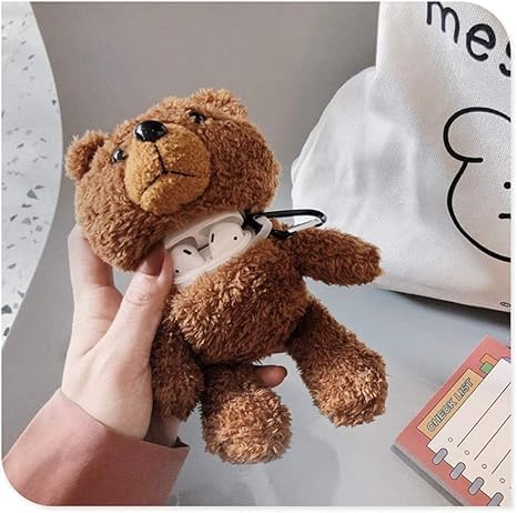 SGVAHY Furry Case for AirPods Pro 3 Funny Cute 3D Cartoon Plush Design Brown Bear Soft Warm Fluffy AirPod Pro 3rd Generation Cover with Keychain Kawaii Anti-Fall Protective Case Women Girls