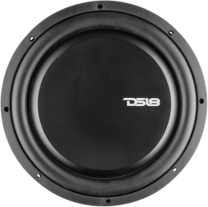 DS18 PSW12.4D 12" Shallow Mount Subwoofer 1200 Watts Max Power 600 Watts RMS Dual Voice Coil 4+4 OHMS Water Resistant - Best Sub for Tight Spaces in Car & Trucks - 1 Speaker