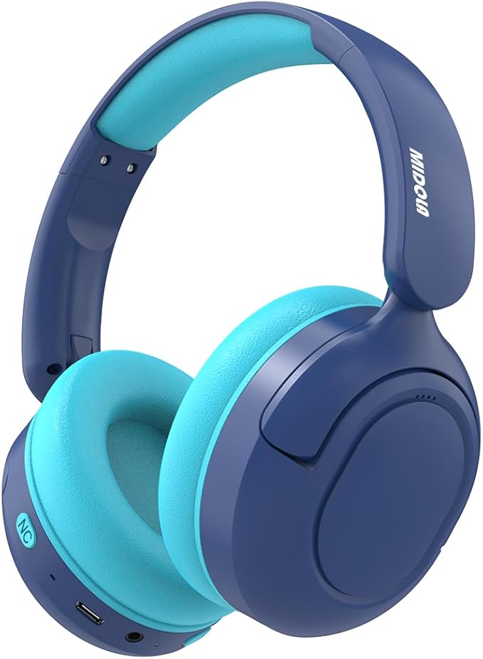 MIDOLA Kids Bluetooth Headphones Active Noise Cancelling Lightweight Wireless Headphone for Kid Volume Limited 85/94dB Foldable Over-Ear Headset with Mic,68 Hours Playtime,for Toddler Child Blue