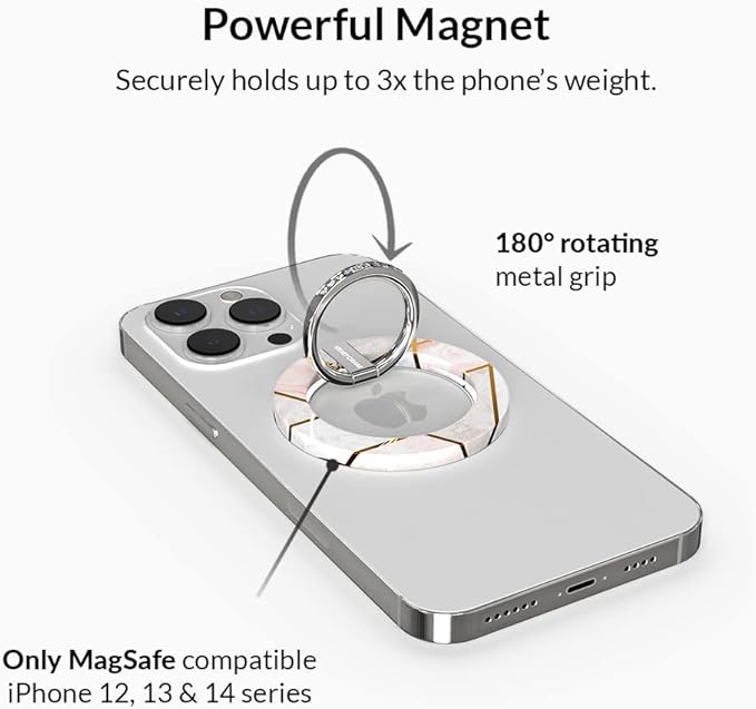 VELVET CAVIAR Compatible with MagSafe Phone Grip - Magnetic Ring Holder with Adjustable Stand - Removable MagSafe Accessories for iPhone 16, 15, 14, 13, 12 (Geometric Marble)