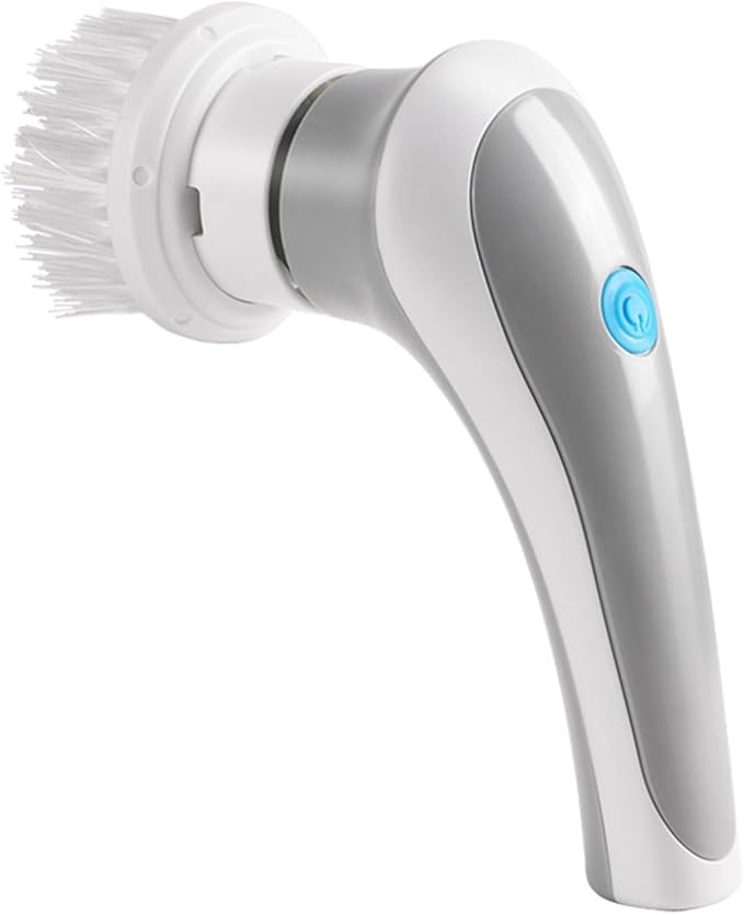 Cordless Electric Rotary Scrubber Rechargeable Handheld Cleaning Brush with 3 Brush Heads for Bathroom Kitchen Tile Floor Sink Bathtub Shower Window(Gray)
