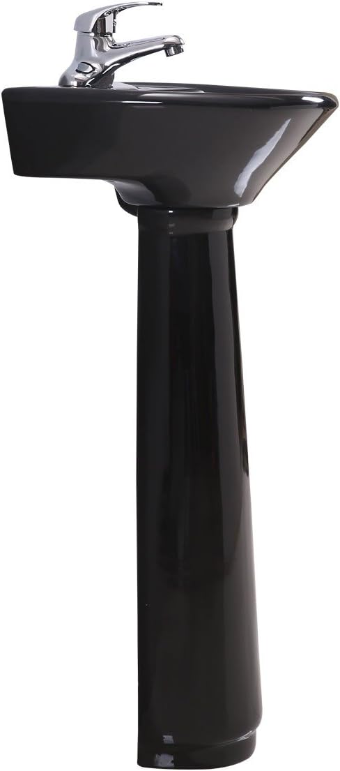 Renovators Supply Manufacturing Ondine Black Pedestal Sink Small Vitreous China Space Saving Design 34" Height X 16" Wide