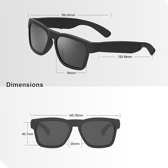 OhO Smart Glasses,Safety Glasses with Bluetooth Speaker,Indoor/Outdoor UV Protection and Voice Control,Unisex(Blue Light Lens)