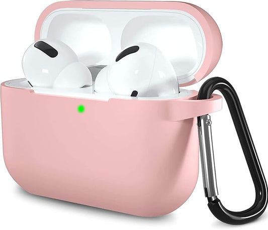Lerobo Compatible with Apple AirPods Pro Case Cover,Shockproof Washable Silicone Protective Cover Case for Airpod Pro 2 Supports Wireless Charging with Carabiner Front LED Visible,Pink