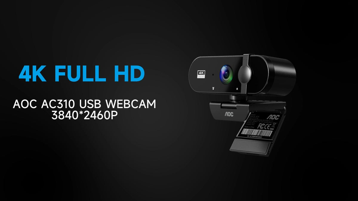 AOC 4K Webcam for PC, Streaming Computer Camera with Noise-Canceling Mic