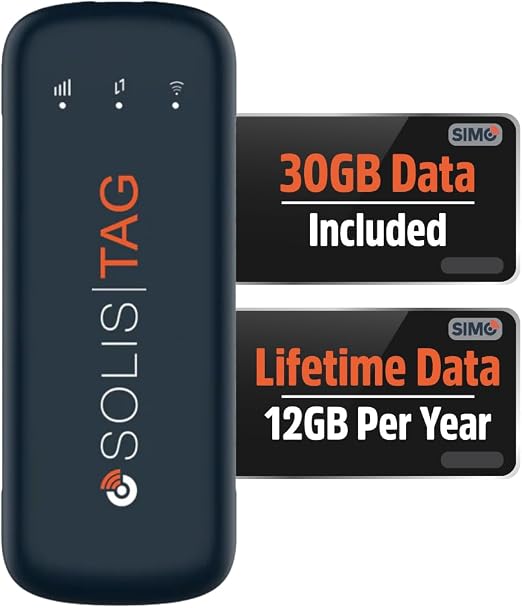 Solis Tag, USB-C Mobile WiFi Hotspot with 1GB/Monthly + 30GB Global Data