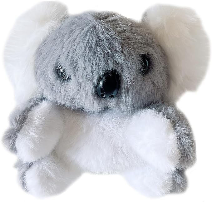 SGVAHY Furry Case for AirPods 1/2, Funny Cute 3D Cartoon Plush Design Koala Gray Soft Warm Fluffy Cover Keychain Anti-Fall Protective Case Women Girls
