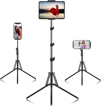 SAMHOUSING Ipad Tripod Stand, with 65 inch Height Adjustable iPad Stand Holder & iPad Floor Stand with 360° Rotating iPad Tripod Mount for iPad Pro, iPhone, Kindle, and All 4.5-12.9 Inch Tablets