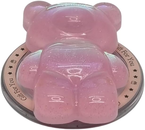 Cute Kawaii 3D Bear Phone Grip Stand, Iridescent Holographic Resin Cell Phone Holder & Kickstand, Compatible with iPhone, Samsung Galaxy, Android (Candy Pink)