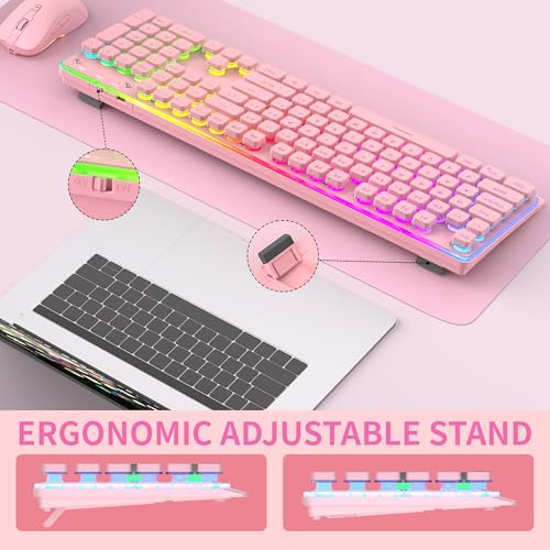 MAGEGEE Wireless Keyboard and Mouse Combo, 2.4G Full Size RGB Keyboard with 104 Keys, Rechargeable Wireless Mouse with 3 DPI, Ergonomic Computer Keyboard and Mouse Set for Windows Mac Laptop PC - Image 5