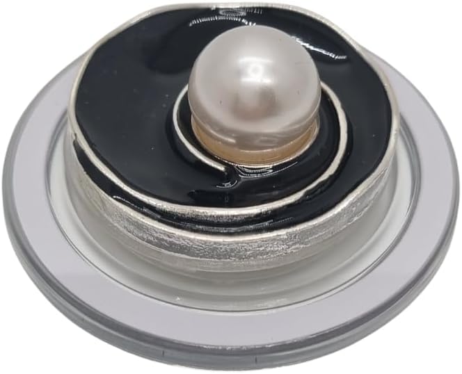 Magnetic Phone Grip Stand, Compatible with MagSafe, Adhesive Metal Ring Included for Non-MagSafe Cases, Expanding Holder and Kickstand, Pearl and Crystal Design (Modern Fluid Pearl)
