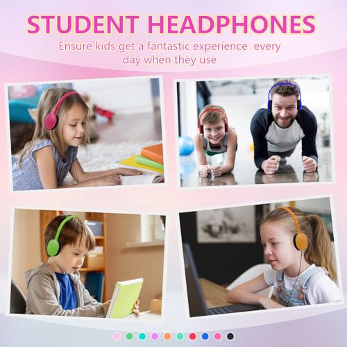 Kids Classroom Bulk Headphones 100 Pack, Wired Adjustable On-Ear