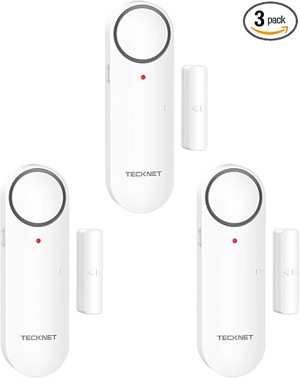 TECKNET Door Alarms When Opened, Window Door Alarm for Kids Safety, 2-in-1 Alarm & Chime, Door Sensor for Home Security, 3-Level Volume Control, Window Alarms for Garages, Apartment, 3Pcs