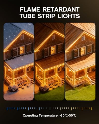 LED Strip Lights Warm White 3000K,9.8ft 12V Neon Rope Lights,Flexible Silicone Outdoor Waterproof Neon Strip Lights for Mirror,Kitchen,Cabinet,DIY Lighting(Power Supply Not Included)