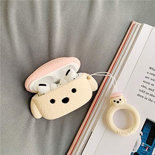 Earphone Case Compatible with AirPods Pro/Pro 2, Super Cute Creative Pet Hat Teddy Dog Earbud Case, Puppy Style Soft Silicone Earphone Protection Skin +Ring Hook -Pink
