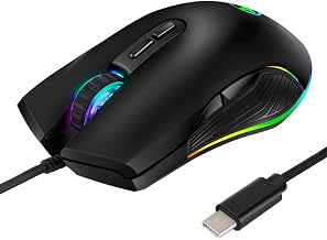 Wired Gaming Mouse USB C, Quiet Clicking, 4 Color LED RGB Backlighting,Optical Type C Mice with 5.9ft Cable,3200D-PI 7 Buttons Ergonomic Mouse for Phone PC,Computer,Laptop,Desktop, Mac,Surface,Tablets - Image 1