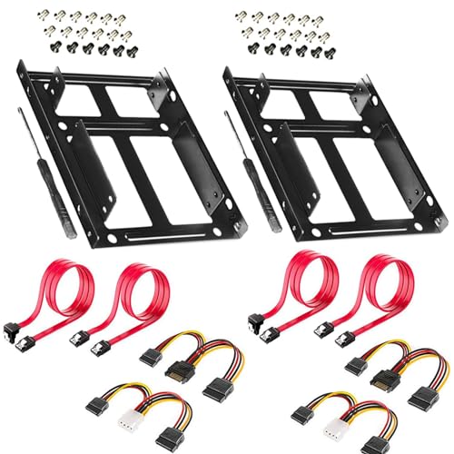 2 Pack SSD/HDD Metal Mounting Bracket kit 2.5 to 3.5, Convert Any 2.5 inch Solid State Drive/HDD Into One 3.5 inch Drive Bay